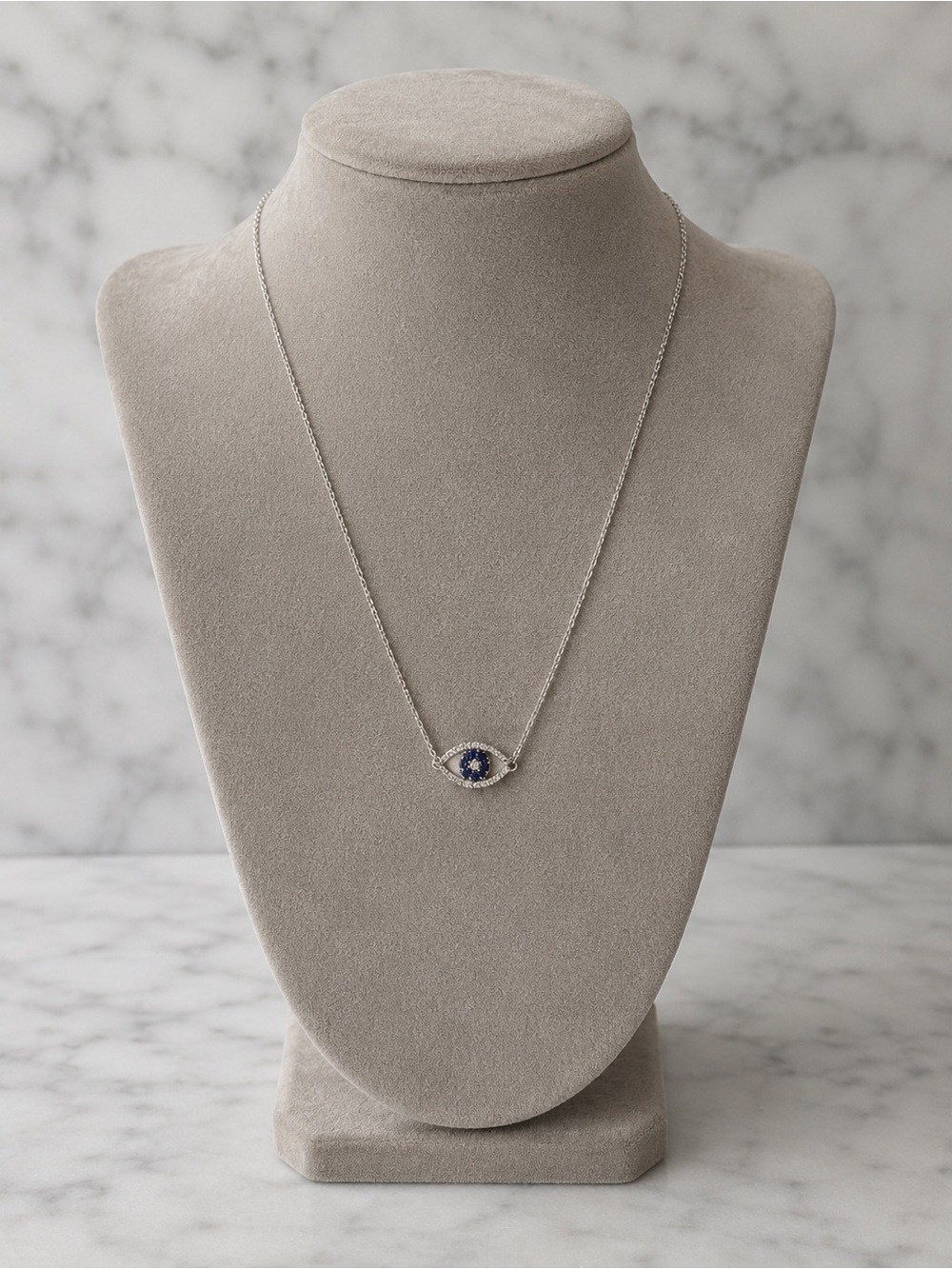Authentic Effy 14K White Gold Evil Eye Necklace